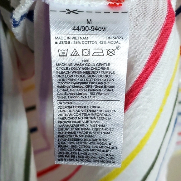 Banana Republic Spring Summer Long Sleeve Rainbow Stripe Shirt Size Medium - Picture 4 of 7